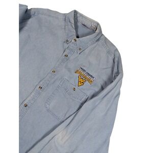 Blue Pointe West Virginia Mountaineers Denim Shirt Mens XXL Light Wash Cotton